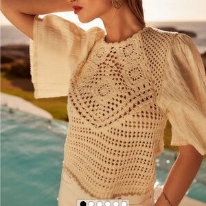 Elegant Cream Crochet Women's Top